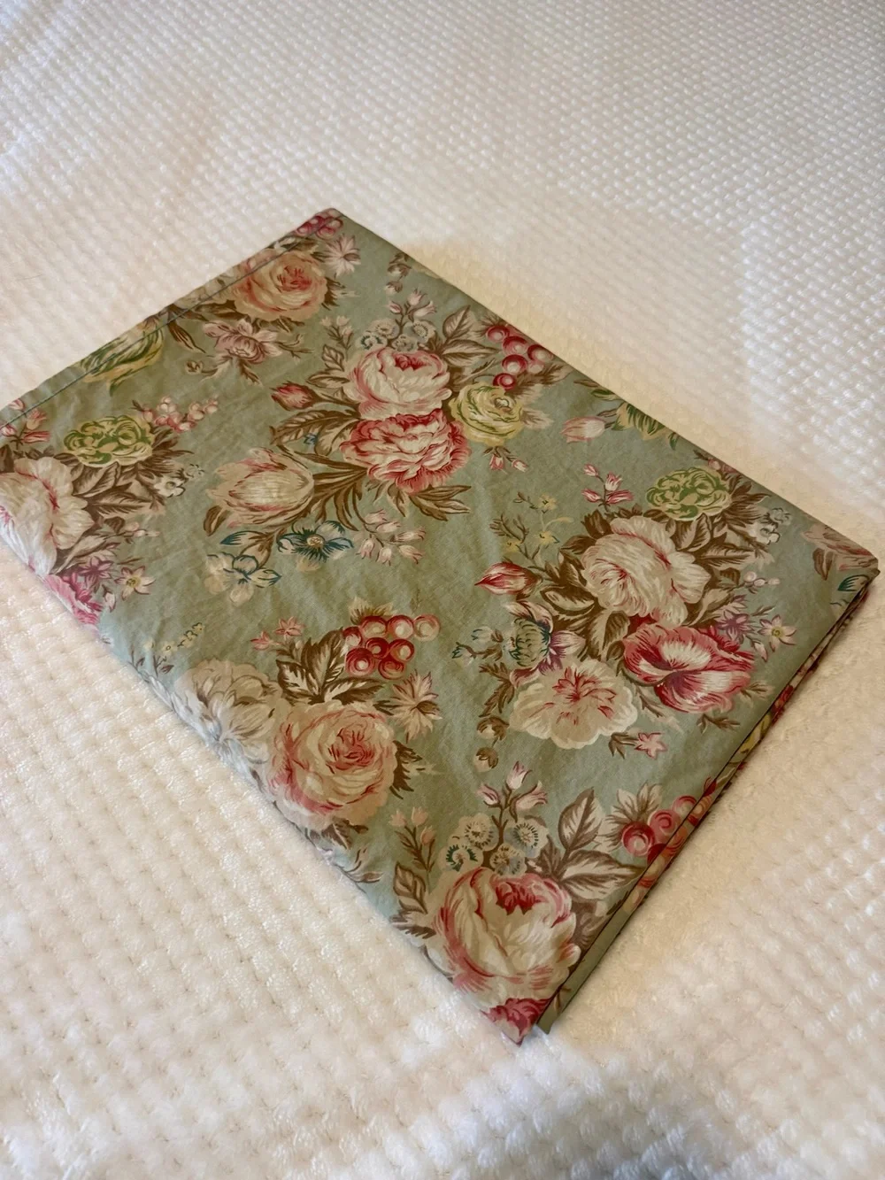 Ralph Lauren Charlotte Twin Flat Sheet 62 x 96 Sage Green Floral Cottage Rose